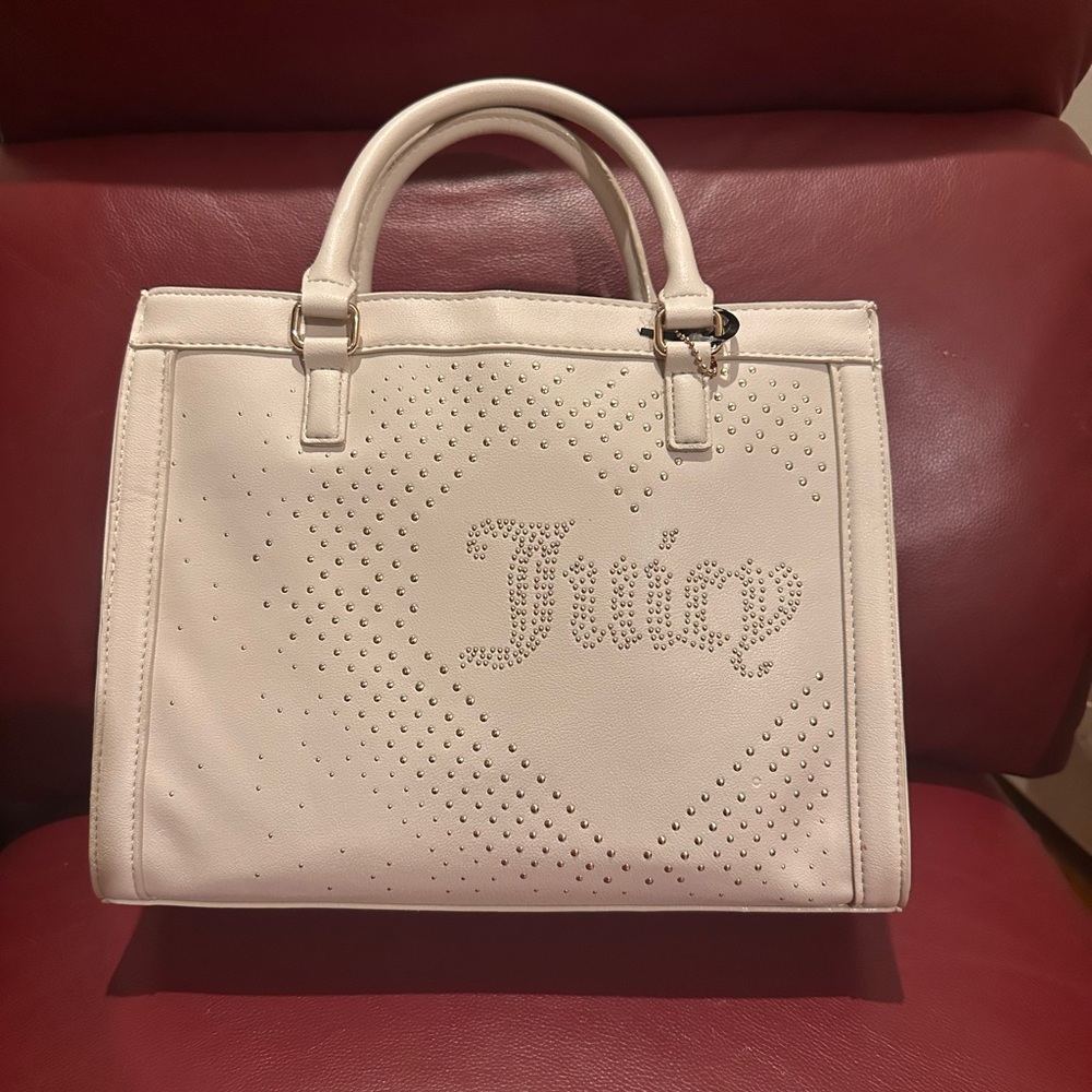 Juicy Couture Cream Tote with Perforated Heart Design